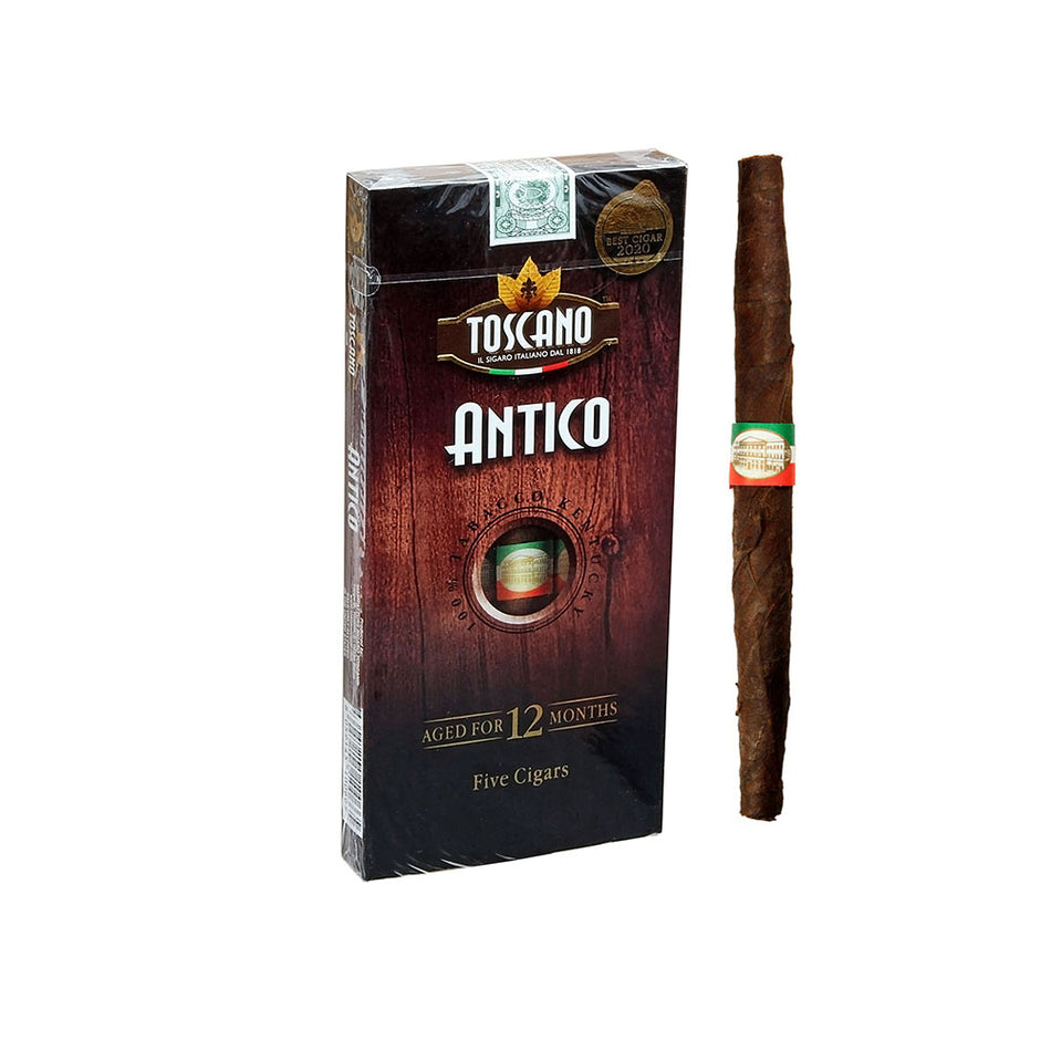 Toscano Antico 6x38 Kentucky Fire-Cured Cheroot Cigars (5 Count Pack)