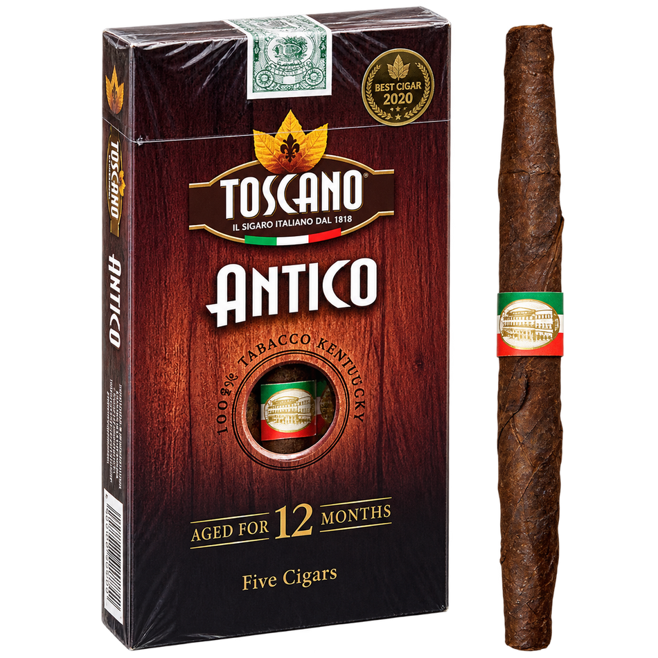 Toscano Antico 6x38 Kentucky Fire-Cured Cheroot Cigars (5 Count Pack)