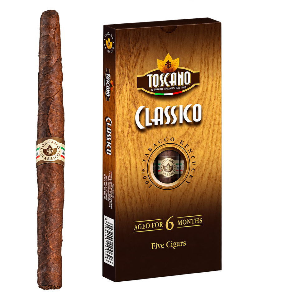 Toscano Classico 6x38 Kentucky Fire-Cured Cheroot Cigars (5 Count Pack)