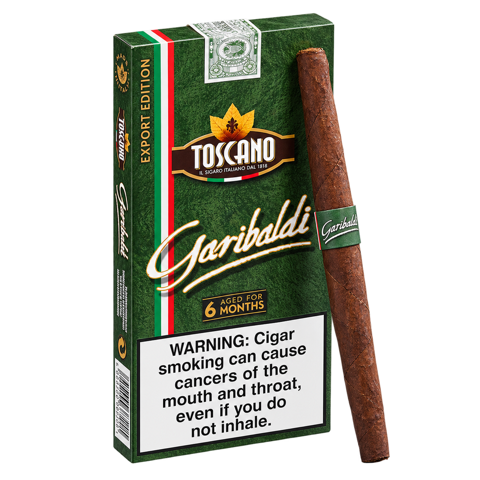 Toscano Garibaldi 6 1/8x38 Kentucky Fire-Cured Cheroot Cigars (5 Count Box)