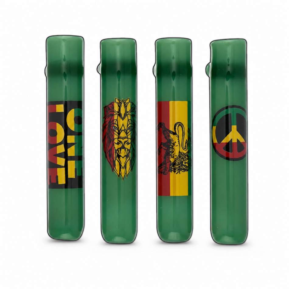 Jelly Fish Glass | Rasta Single-Hole Marble Chillum