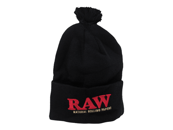 RAW | Black Pom Pom Beanie - Wild Leaf