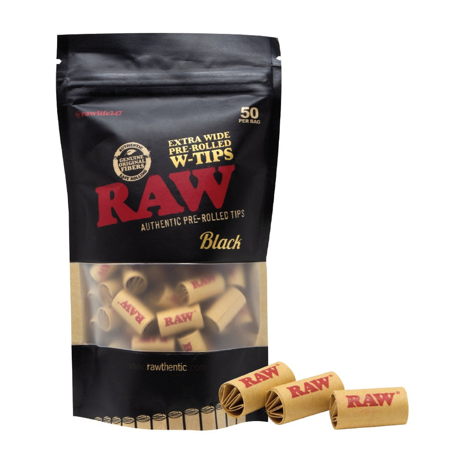 RAW Black Extra Wide Pre-Rolled Tips 50ct