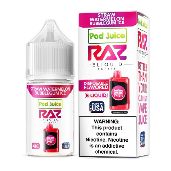 Pod Juice X RAZ Salts | Straw Watermelon Bubblegum Ice